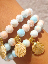 Load image into Gallery viewer, Pearl Seashell on Coral Coast Shimmer Beaded Bracelet - Elena Michele