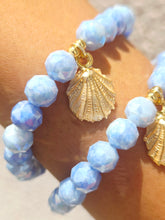 Load image into Gallery viewer, Pearl Seashell on Poolside Shimmer Crystal Beaded Bracelet - Elena Michele