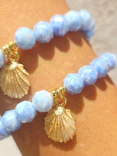 Load image into Gallery viewer, Pearl Seashell on Poolside Shimmer Crystal Beaded Bracelet - Elena Michele