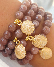 Load image into Gallery viewer, Pearl Seashell on Brown Jade Beaded Bracelet - Elena Michele