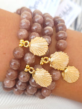 Load image into Gallery viewer, Pearl Seashell on Brown Jade Beaded Bracelet - Elena Michele