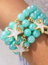 Load image into Gallery viewer, Pearl Starfish Charm on Mystic Teal Agate Beaded Bracelet - Elena Michele