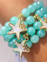 Load image into Gallery viewer, Pearl Starfish Charm on Mystic Teal Agate Beaded Bracelet - Elena Michele