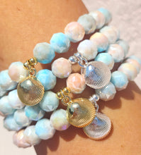 Load image into Gallery viewer, Seashell on Coral Coast Shimmer Beaded Bracelet - Elena Michele