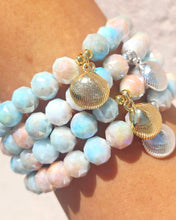 Load image into Gallery viewer, Seashell on Coral Coast Shimmer Beaded Bracelet - Elena Michele