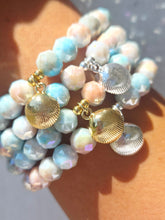 Load image into Gallery viewer, Seashell on Coral Coast Shimmer Beaded Bracelet - Elena Michele
