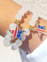 Load image into Gallery viewer, USA Star on Mystc White Agate Beaded Bracelet - Elena Michele
