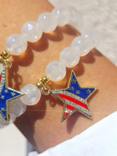 Load image into Gallery viewer, USA Star on Mystc White Agate Beaded Bracelet - Elena Michele