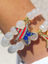 Load image into Gallery viewer, USA Star on Mystc White Agate Beaded Bracelet - Elena Michele
