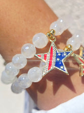 Load image into Gallery viewer, USA Star on Mystc White Agate Beaded Bracelet - Elena Michele