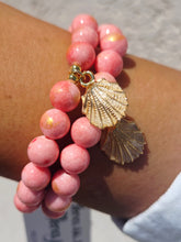 Load image into Gallery viewer, Pearl Seashell on Coral Jade Beaded Bracelet - Elena Michele