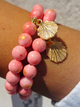 Load image into Gallery viewer, Pearl Seashell on Coral Jade Beaded Bracelet - Elena Michele