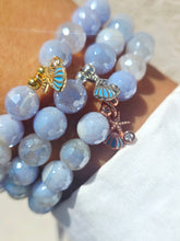 Load image into Gallery viewer, Shell &amp; Starfish Charm on Periwinkle Agate Beaded Bracelet - Elena Michele