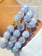 Load image into Gallery viewer, Shell &amp; Starfish Charm on Periwinkle Agate Beaded Bracelet - Elena Michele