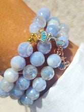 Load image into Gallery viewer, Shell &amp; Starfish Charm on Periwinkle Agate Beaded Bracelet - Elena Michele