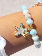 Load image into Gallery viewer, Pearl Starfish Charm on Coral Coast Shimmer Beaded Bracelet - Elena Michele