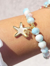 Load image into Gallery viewer, Pearl Starfish Charm on Coral Coast Shimmer Beaded Bracelet - Elena Michele