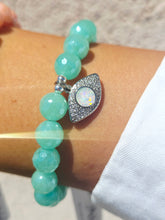 Load image into Gallery viewer, Opal Eye on Mystic Teal Agate Beaded Bracelet - Elena Michele