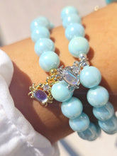 Load image into Gallery viewer, Crab Charm on Light Blue Glass Beaded Bracelet - Elena Michele