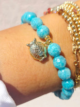 Load image into Gallery viewer, Fish on Mystic Teal Agate Beaded Bracelet - Elena Michele