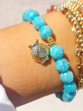 Load image into Gallery viewer, Fish on Mystic Teal Agate Beaded Bracelet - Elena Michele