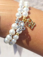 Load image into Gallery viewer, 2026 Charm on 6mm Pearl Beaded Bracelet - Elena Michele