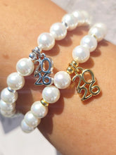 Load image into Gallery viewer, 2026 Charm on 6mm Pearl Beaded Bracelet - Elena Michele