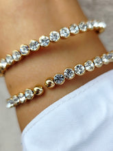 Load image into Gallery viewer, Gold Rhinestone Flexible &amp; Stackable Bangle Bracelet