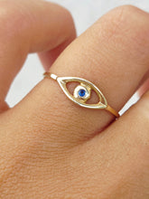 Load image into Gallery viewer, Evil Eye Ring - 14K Yellow Gold