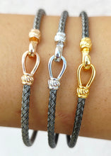 Load image into Gallery viewer, Petite Italian Hook Bangle Bracelets - Sterling Silver
