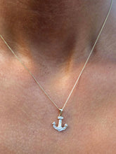 Load image into Gallery viewer, Diamond Anchor Pendant on 14K Yellow Gold 16” Chain