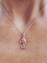 Load image into Gallery viewer, Cable Chain with Enameled Flamingo Charm - 14K Gold