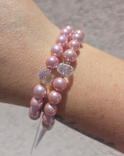 Load image into Gallery viewer, Pink Pearl w/Crystal Center Beaded Bracelet - Elena Michele