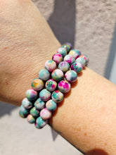 Load image into Gallery viewer, Pink/Green Tie Dye Jade Beaded Bracelet - Elena Michele