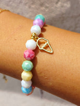 Load image into Gallery viewer, Ice Cream on Multi Color Shimmer Crystal Beaded Bracelet - Elena Michele
