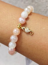 Load image into Gallery viewer, Seahorse Charm on Pink Aventurine Beaded Bracelet - Elena Michele