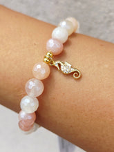Load image into Gallery viewer, Seahorse Charm on Pink Aventurine Beaded Bracelet - Elena Michele