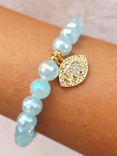 Load image into Gallery viewer, Elephant Eye on Seaglass Disco Beaded Bracelet - Elena Michele