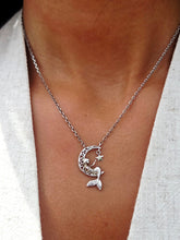 Load image into Gallery viewer, Mermaid In The Moon Necklace - Sterling Silver Rhodium Plated