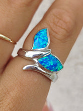 Load image into Gallery viewer, Blue Opal Whales Tail Ring - Sterling Silver