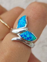 Load image into Gallery viewer, Blue Opal Whales Tail Ring - Sterling Silver