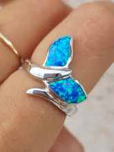 Load image into Gallery viewer, Blue Opal Whales Tail Ring - Sterling Silver