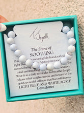 Load image into Gallery viewer, "Soothing" Light Blue and White Agate Stacker - TJazelle