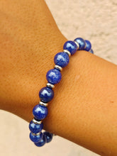 Load image into Gallery viewer, Navy Agate &amp; Silver Empowered Elegance Beaded Bracelet - TJazelle