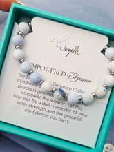 Load image into Gallery viewer, Blue White Agate Silver Empowered Elegance Beaded Bracelet - TJazelle