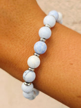 Load image into Gallery viewer, Blue White Agate Silver Empowered Elegance Beaded Bracelet - TJazelle