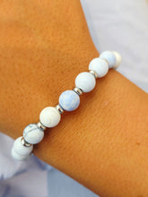 Load image into Gallery viewer, Blue White Agate Silver Empowered Elegance Beaded Bracelet - TJazelle