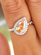 Load image into Gallery viewer, Citrine Pear Shaped CZ Ring- Sterling Silver