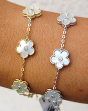 Load image into Gallery viewer, Mother of Pearl  Flower Bracelet - Sterling Silver