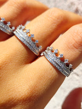 Load image into Gallery viewer, Crown Ring with CZ's - Sterling Silver